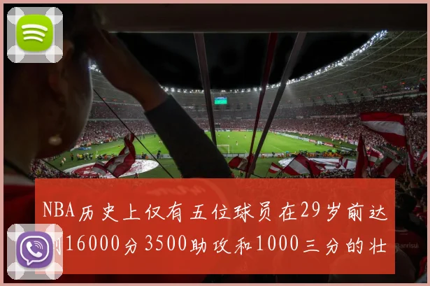 NBA历史上仅有五位球员在29岁前达到16000分3500助攻和1000三分的壮举